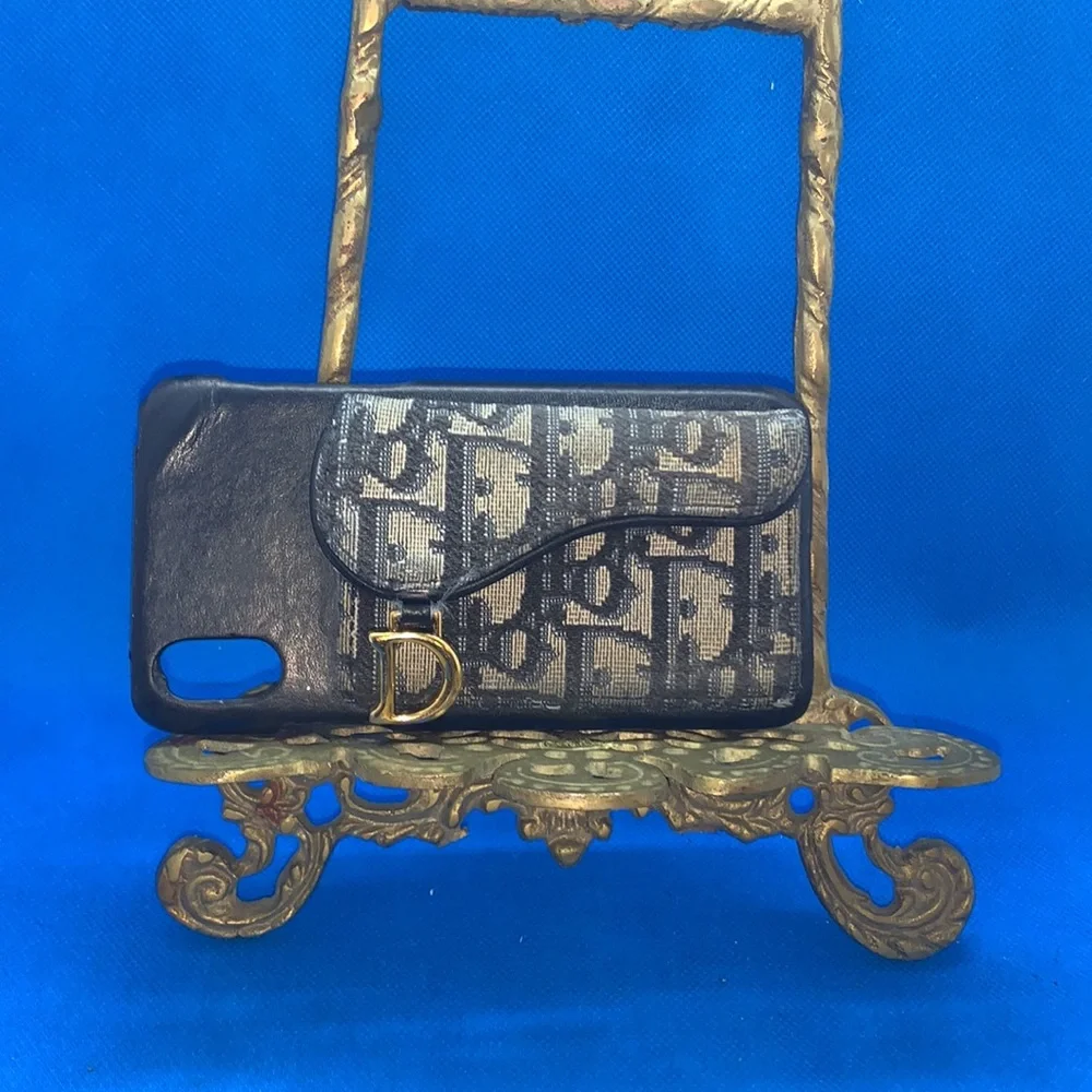 CHRISTIAN DIOR Trotter  Oblique‎ Calfskin Saddle iPhone Blue